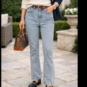 FROM BEGINNING Womens Light Wash straight leg high rise stretch Jeans Size S